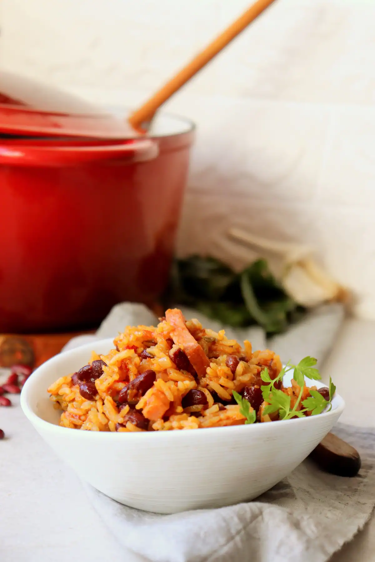 Dutch Oven Red Beans and Rice with Smoky Sausage